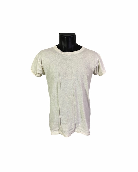 Vintage 60s Well Worn Plain White T shirt | M