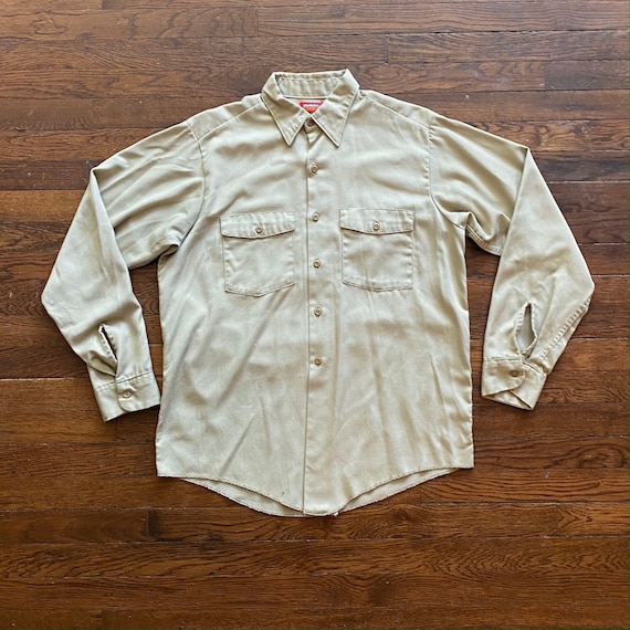 Vintage 70s Dickies Tab Button Up Work Shirt | M/L - image 1