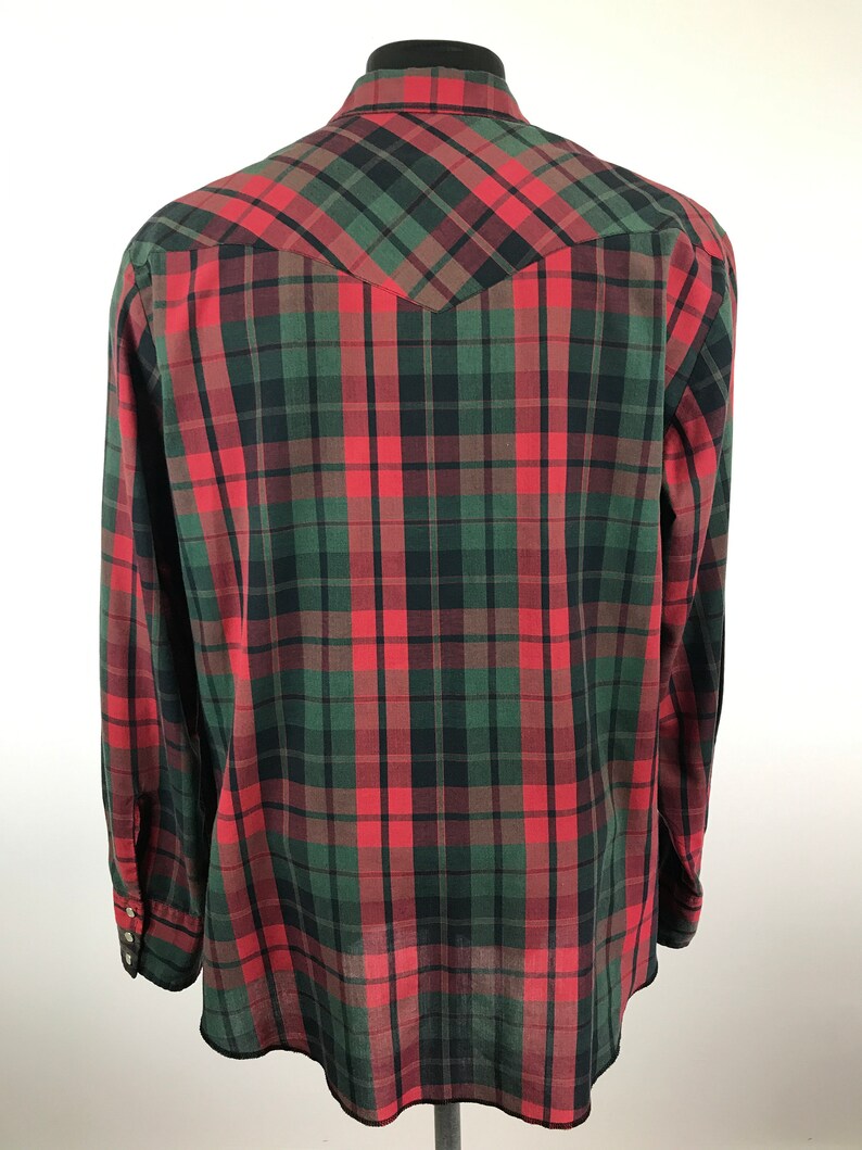Medium Vintage 80s Wrangler Western Plaid Pearl Snap Shirt