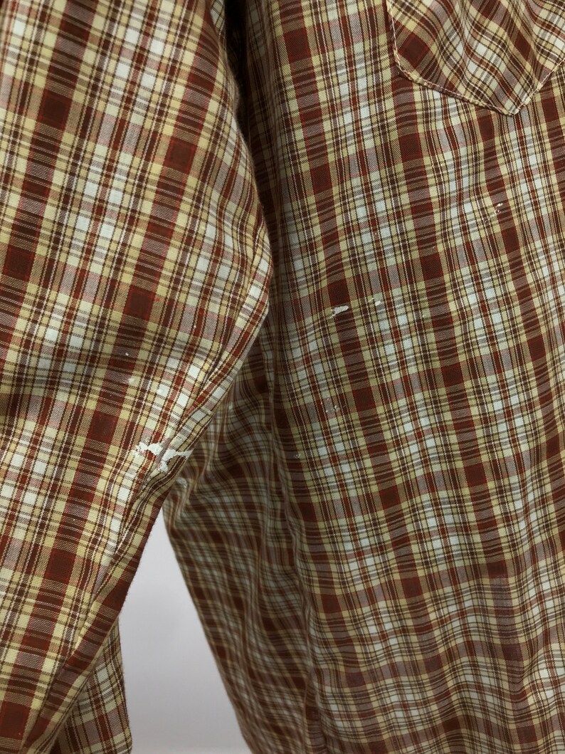 Large-XL Vintage 60s Wrangler Plaid Western Long Sleeve Shirt