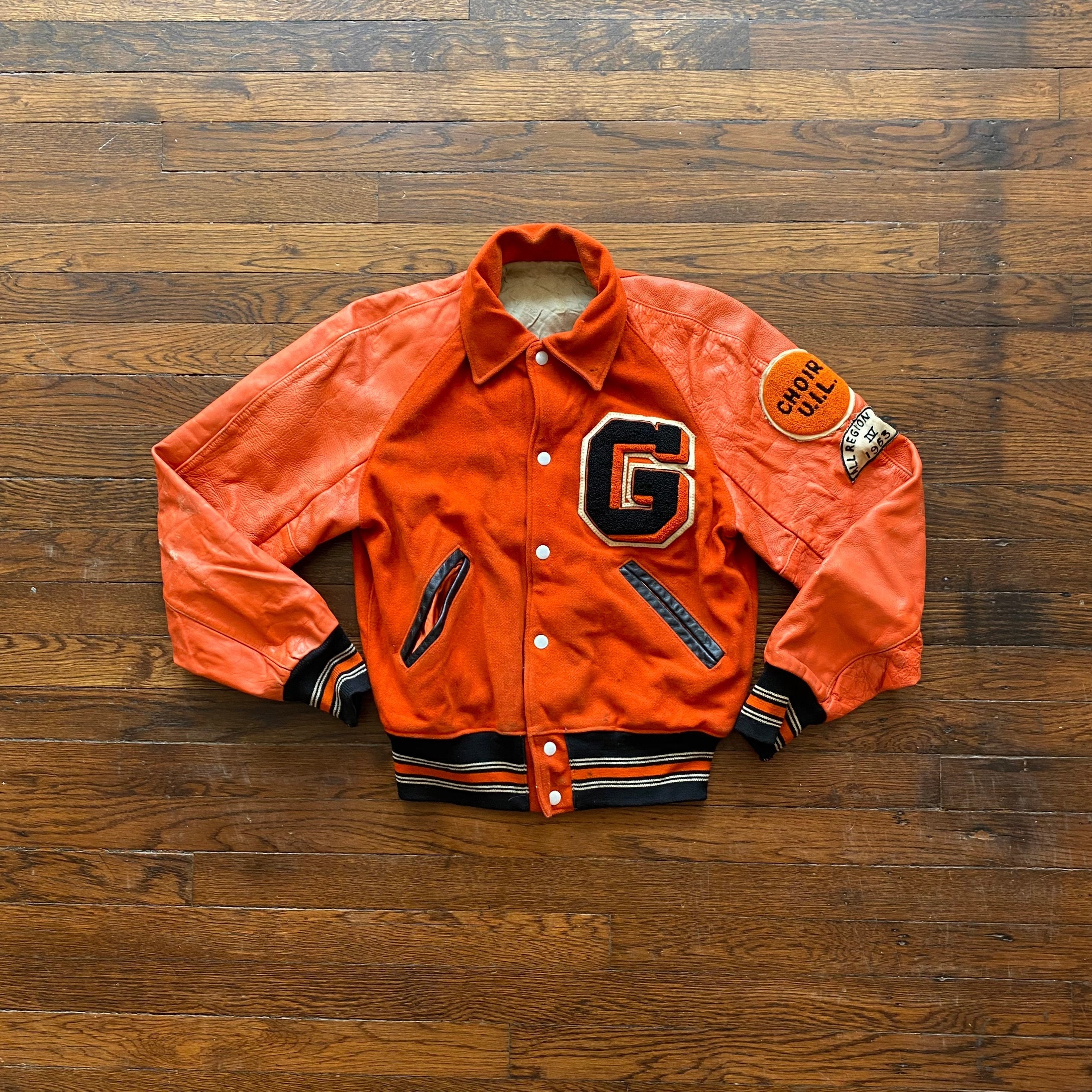 Vintage 50s 60s Orange Letterman 