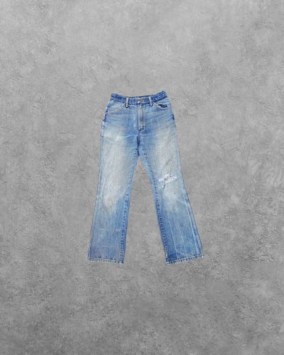 Vintage 70s Rustler Distressed Denim Jeans | 27x29