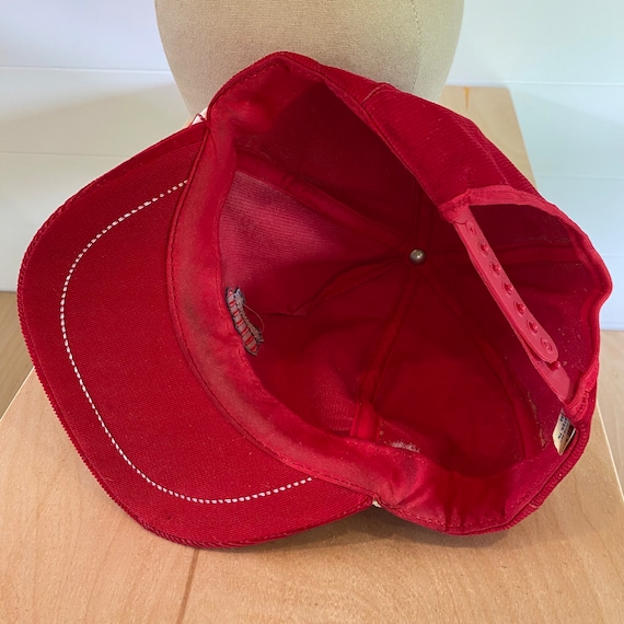 Vintage 80s Union Pacific Red Corduroy Trucker Hat - image 5