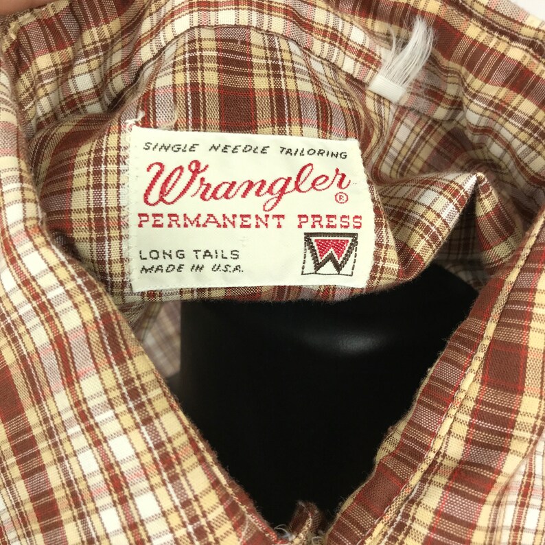 Large-XL Vintage 60s Wrangler Plaid Western Long Sleeve Shirt