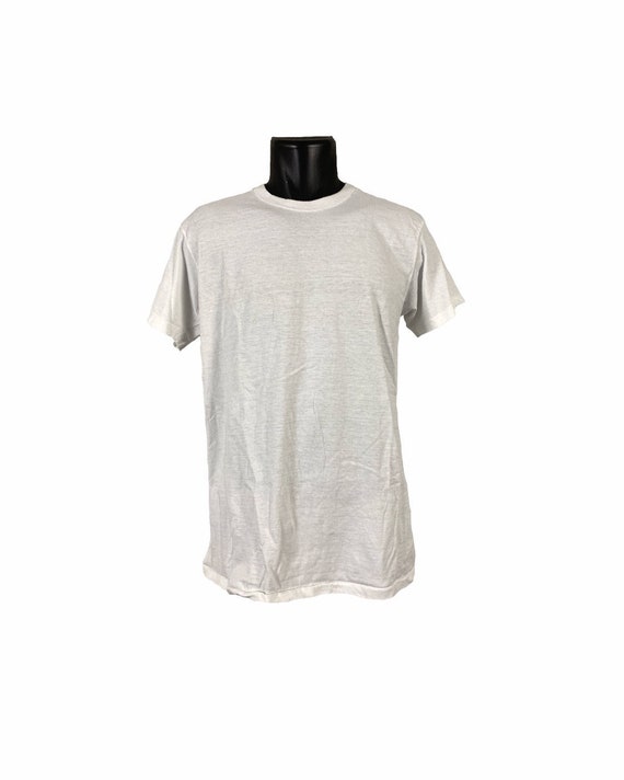 Vintage 80s Hanes Plain White t shirt | L