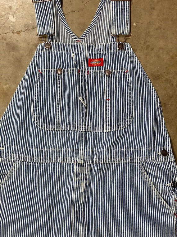 Vintage 80s Dickies Hickory Striped Denim Overall… - image 7