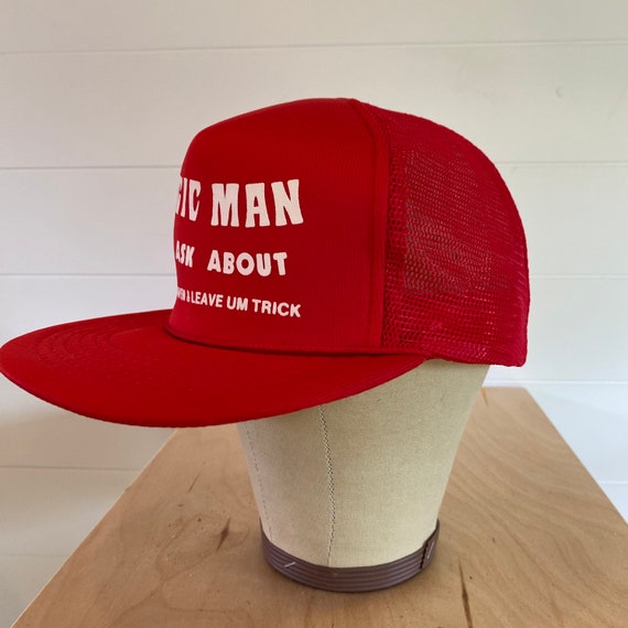 Vintage 80s Magic Man Novelty Trucker Hat - image 3