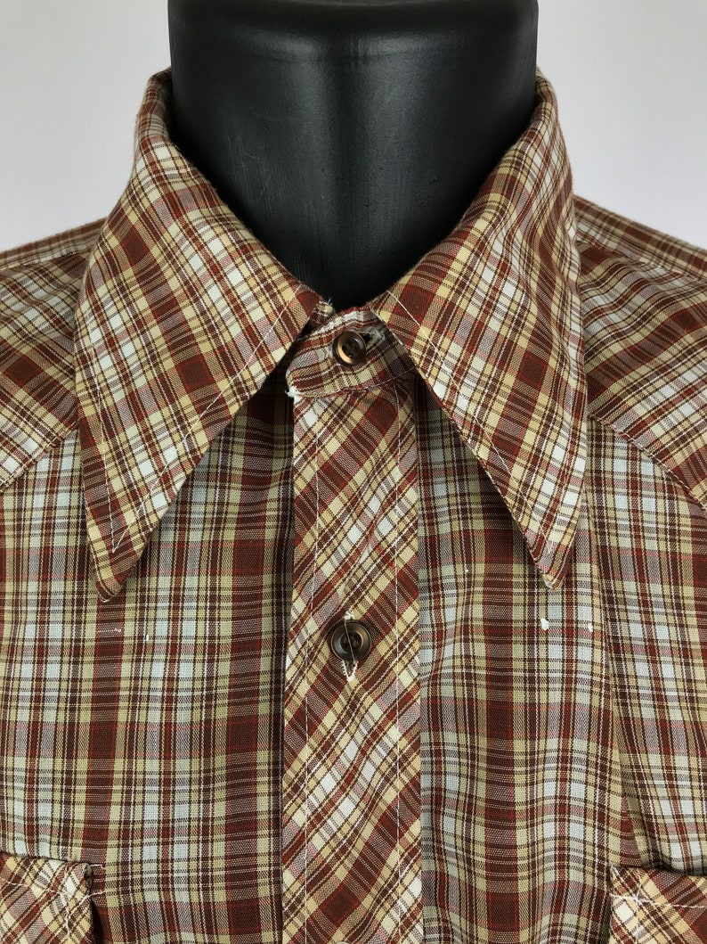 Large-XL Vintage 60s Wrangler Plaid Western Long Sleeve Shirt