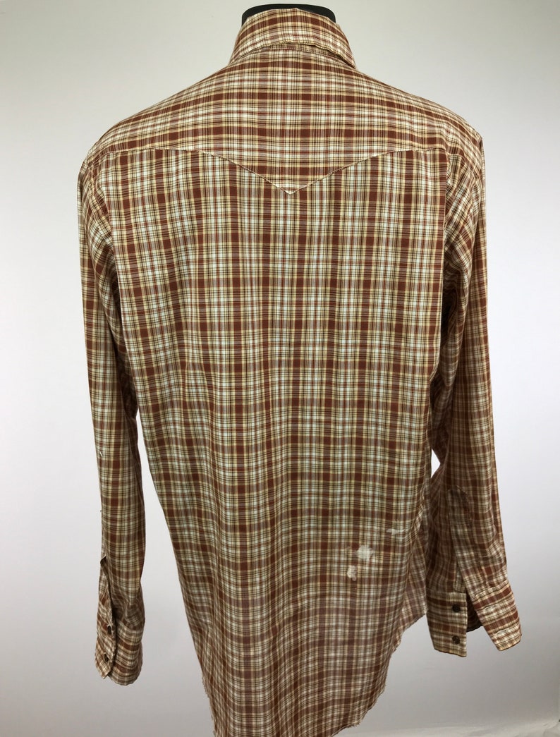Large-XL Vintage 60s Wrangler Plaid Western Long Sleeve Shirt