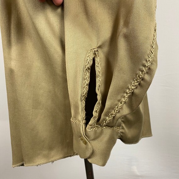 Vintage 60s Dickies Embroidered Tan Button Up Shi… - image 9