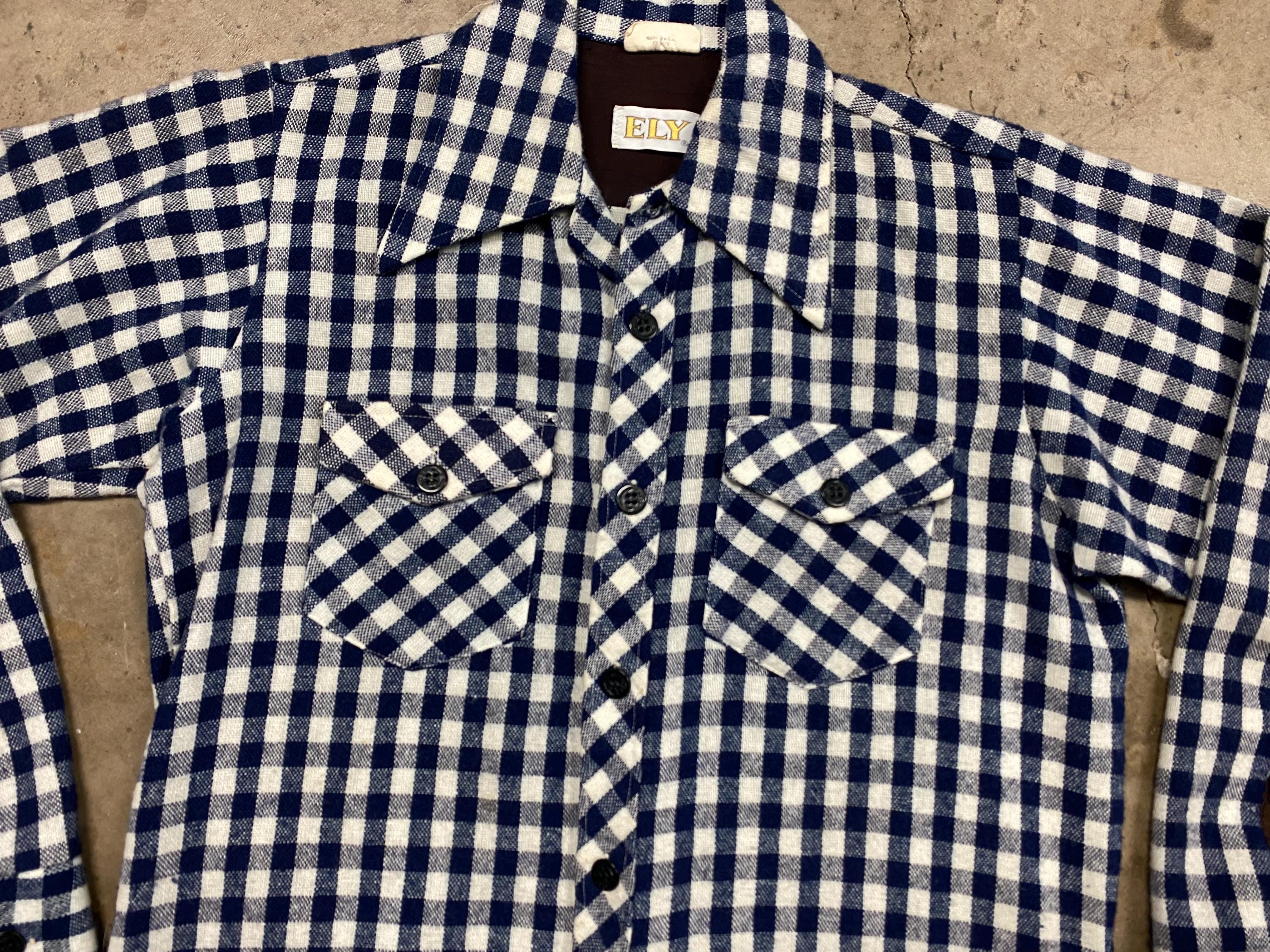 Vintage 70s Ely Plaid Acrylic Flannel Shirt S - Etsy
