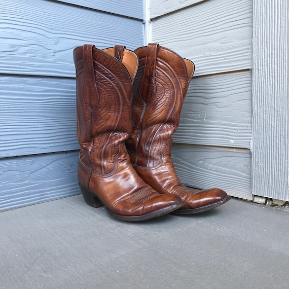 Vintage Lucchese Western Brown Leather Boots | Siz