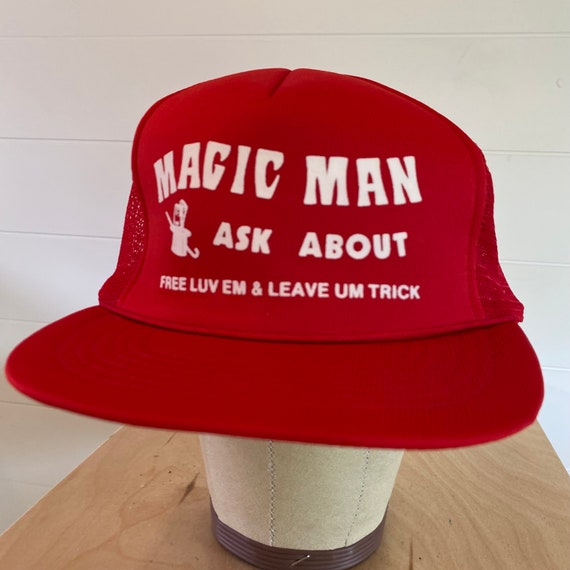 Vintage 80s Magic Man Novelty Trucker Hat - image 2