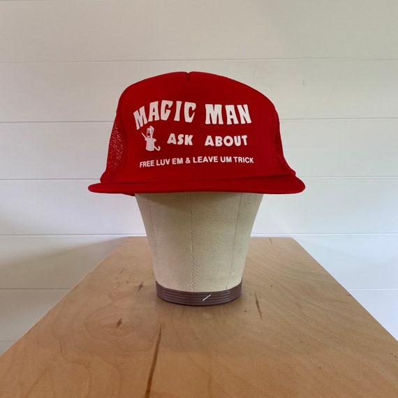 Vintage 80s Magic Man Novelty Trucker Hat - image 1