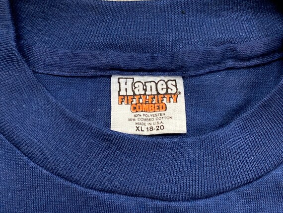 Vintage 80s Hanes Fifty Fifty Combed Blank Navy T… - image 3