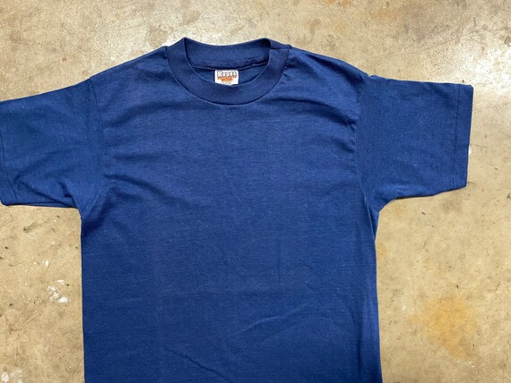 Vintage 80s Hanes Fifty Fifty Combed Blank Navy T… - image 2