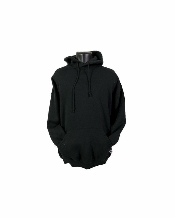Vintage 90s Russell Athletic Black Hoodie | XL