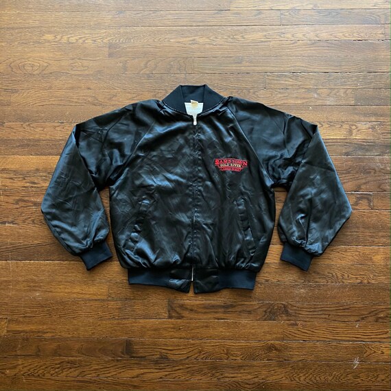 Vintage 80s Sams Town Casino Satin Bomber Jacket … - image 1