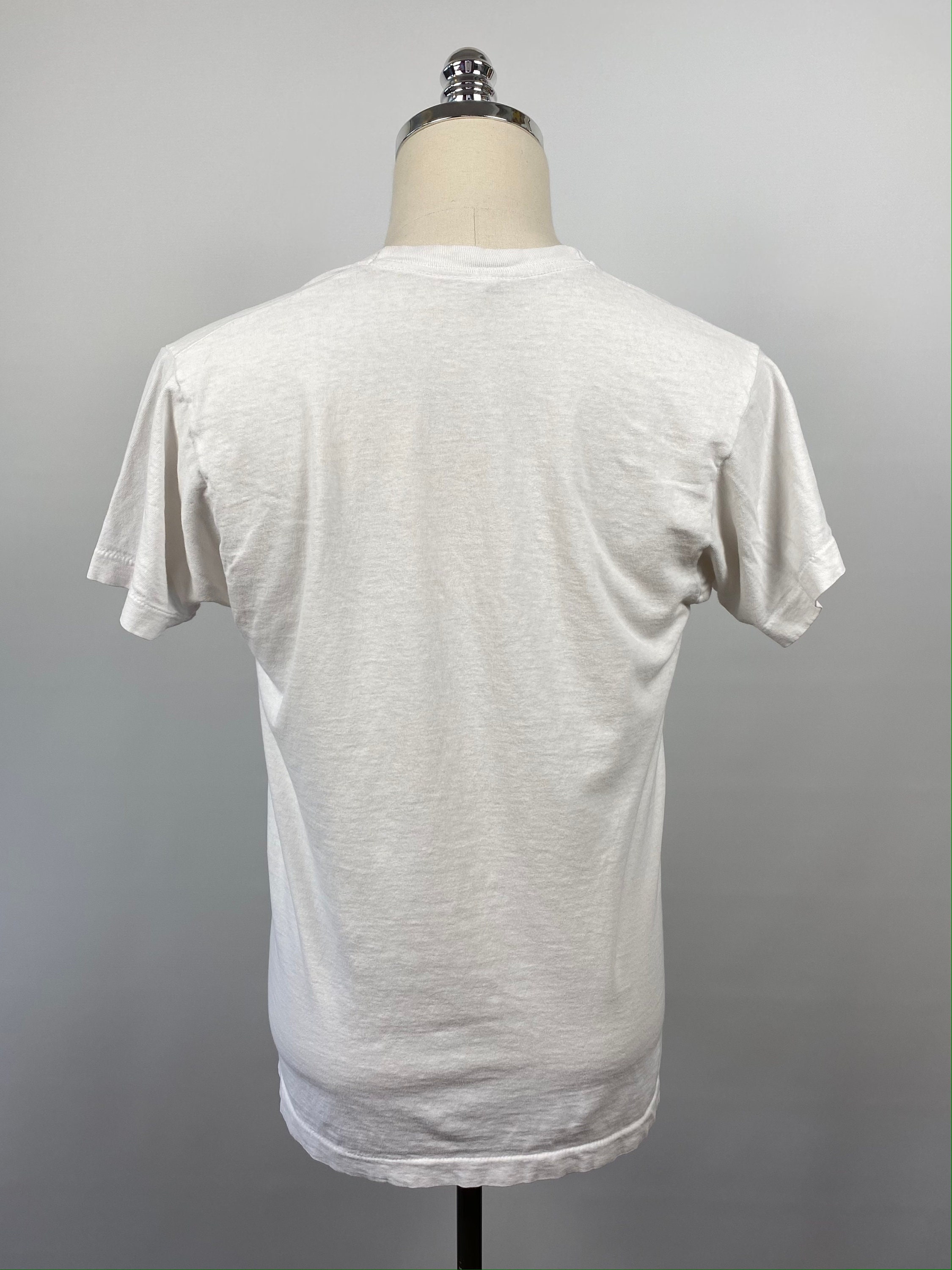 Vintage 70s Blank White V-neck T shirt L | Etsy