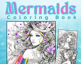 Sirenas vol. 1 / Libro para colorear para niños y adultos / Divertido y exótico / Páginas a color de sirenas / Océano / Fantasía / Diseño y moda