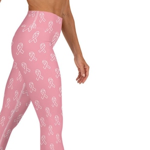 cancer survivor leggings, breast cancer leggings , cancer awareness yoga leggings cancer survivor gift, pink ribbon leggings, yoga leggings
