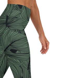 tropical leggings, palm leggings, tropical printed leggings, Yoga Leggings