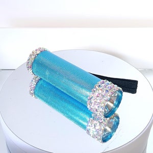 Iridescent Crystal Rhinestone Bling Bedazzled Blue Mini LED Flashlight
