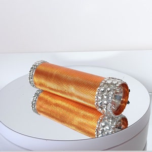Clear Crystal Rhinestone Orange Mini LED Flashlight