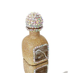 Gold Glitter Iridescent Crystal Rhinestone Bling Bedazzled Patron Silver 50ml Empty Tequila Bottle Decanter
