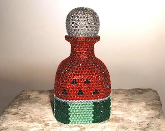 Watermelon Design Rhinestone Bling Bedazzled 100ml Empty Tequila Bottle Decanter