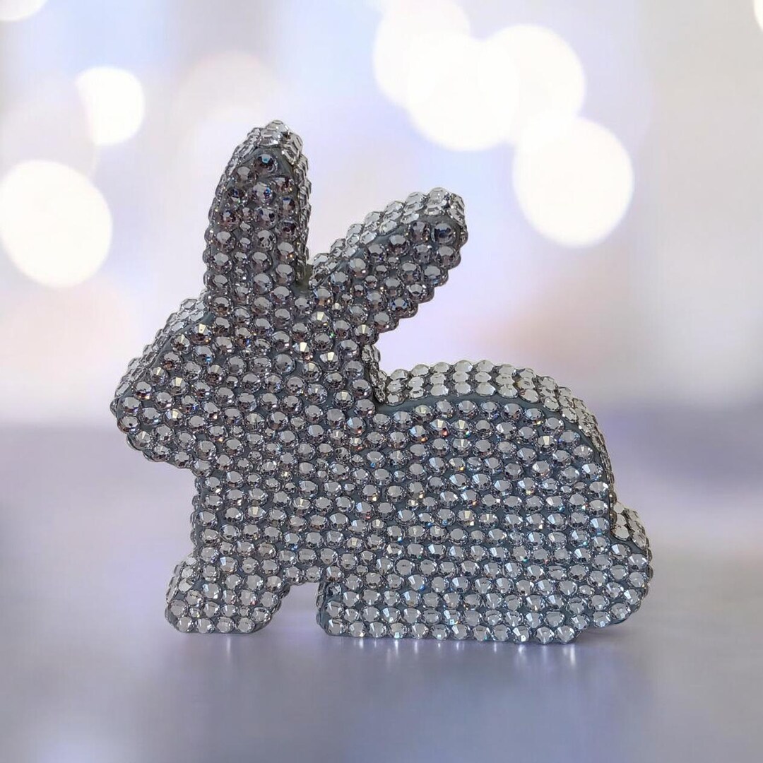 Silver Rhinestone Bling Bedazzled Rabbit Figure Easter Decor - Etsy