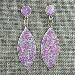 Opalite & Sterling Silver Inlay Earrings - Delorna Lahi