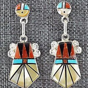 Multi Stone Inlay & Sterling Silver Earrings - Ola Eriacho