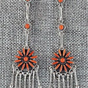 Coral & Sterling Silver Earrings - Mildred Ukestine
