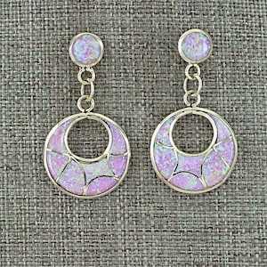 Opalite & Sterling Silver Inlay Earrings - Delorna Lahi