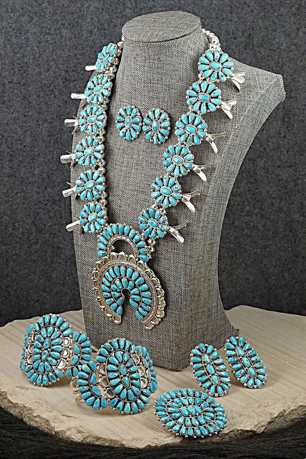 【未使用】Navajo Squash Blossom　ピアス　シルバー925 Old Style NAVAJO Sterling Silver TURQUOISE Squash Blossom