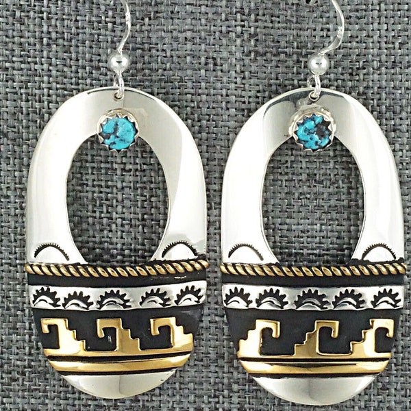 Turquoise & Sterling Silver Earrings - Rosita Singer