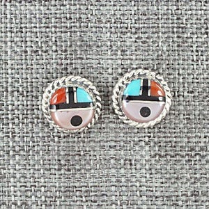Multi Stone Inlay & Sterling Silver Earrings - Elvira Kiyite
