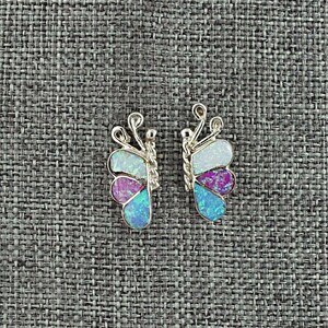 Opalite & Sterling Silver Inlay Earrings - Vincent Hooee