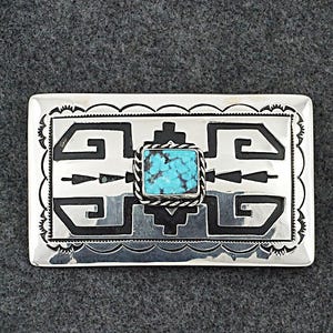 Turquoise & Sterling Silver Belt Buckle - Rosita Singer
