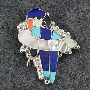 Multi Stone & Sterling Silver Inlay Pendant/Pin - Kendell Shebola