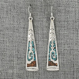 Turquoise, Coral Chip & Sterling Silver Earrings - Joleen Yazzie