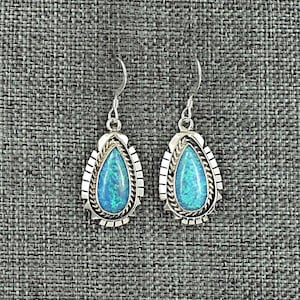Opalite & Sterling Silver Earrings - Amos Begay