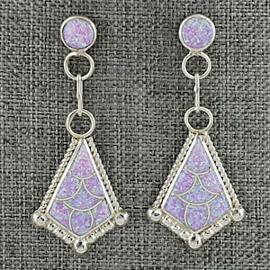 Opalite & Sterling Silver Inlay Earrings - Seoutewa