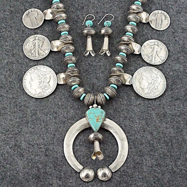 Turquoise & Sterling Silver Squash Blossom Set - James McCabe