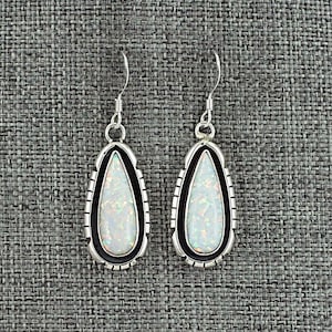 Opalite & Sterling Silver Earrings - Amos Begay