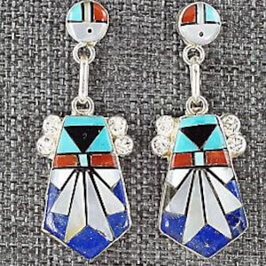 Multi Stone Inlay & Sterling Silver Earrings - Ola Eriacho