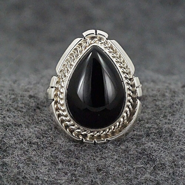 Onyx & Sterling Silver Ring - Samuel Yellowhair - Size 8.75