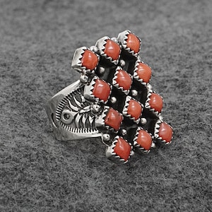 Coral & Sterling Silver Ring - Verley Betone - Size 8.5