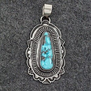 Turquoise & Sterling Silver Pendant - Leonard Maloney